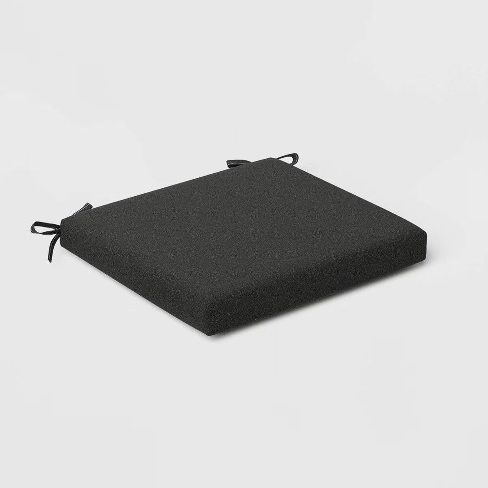 Threshold 18x20 Solid Woven Outdoor Chair Seat Cushion Black Patio - Picture 2 of 5
